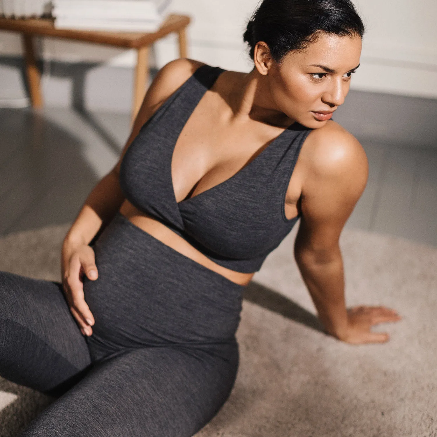 Merino Wool Maternity Go-To Bra - Dark Grey Melange