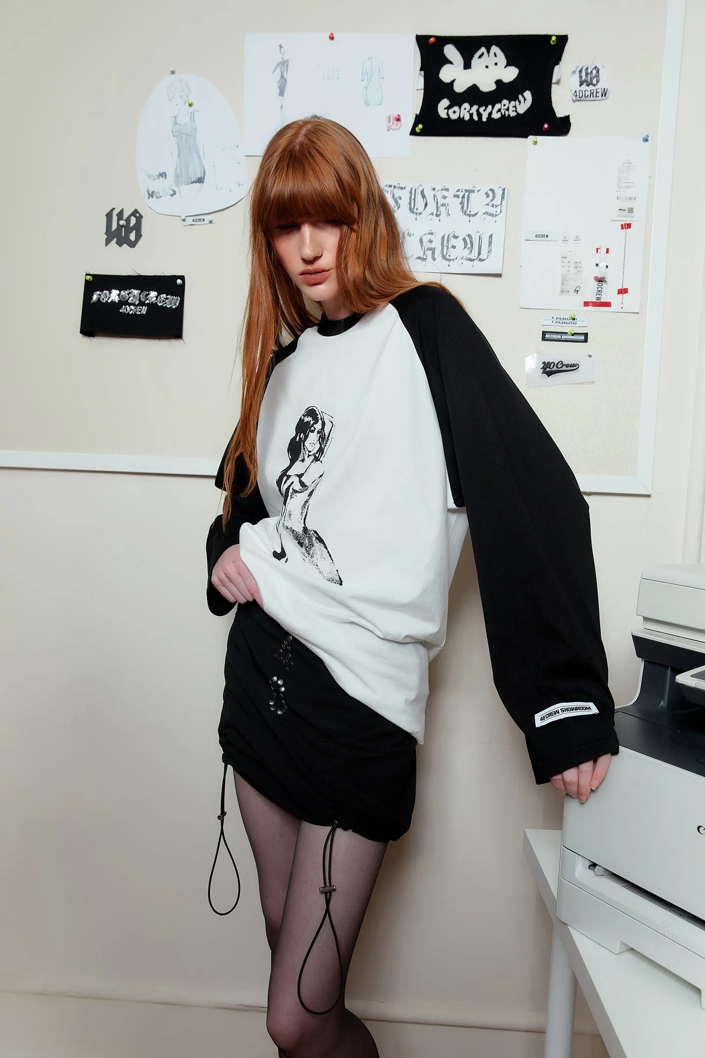 Mermaid Print Long Raglan Sleeve T-shirt