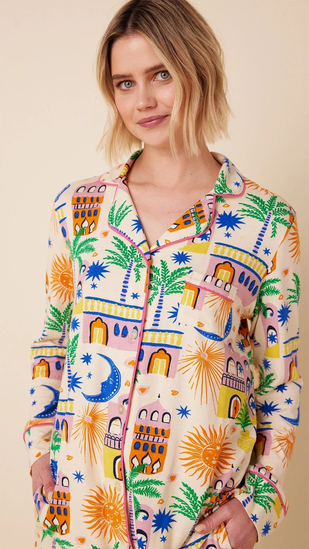 Moroccan Magic Pima Knit Long-Sleeved Pajama