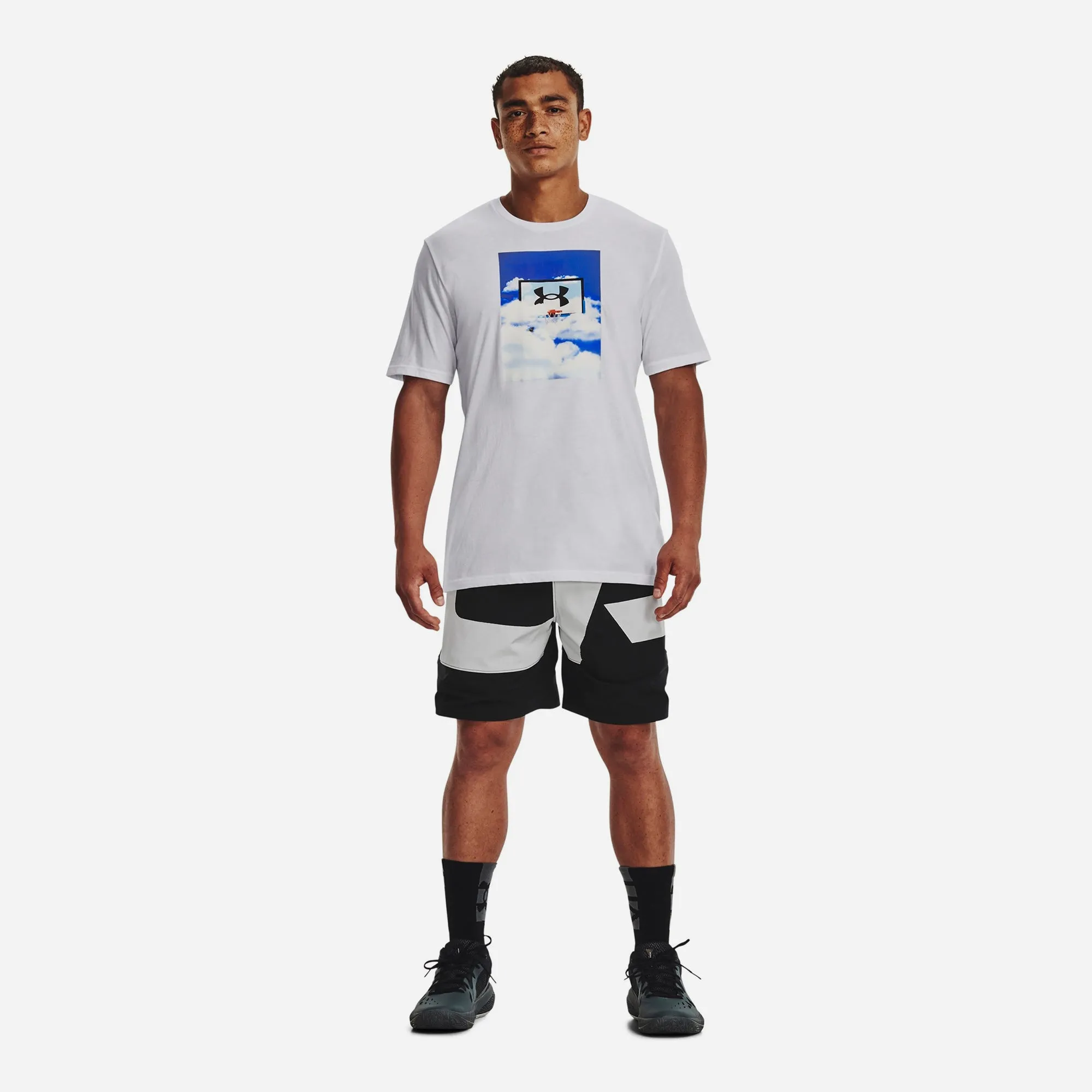 Áo Tay Ngắn Nam Under Armour Ua Basketball Hoop Cloud - Trắng