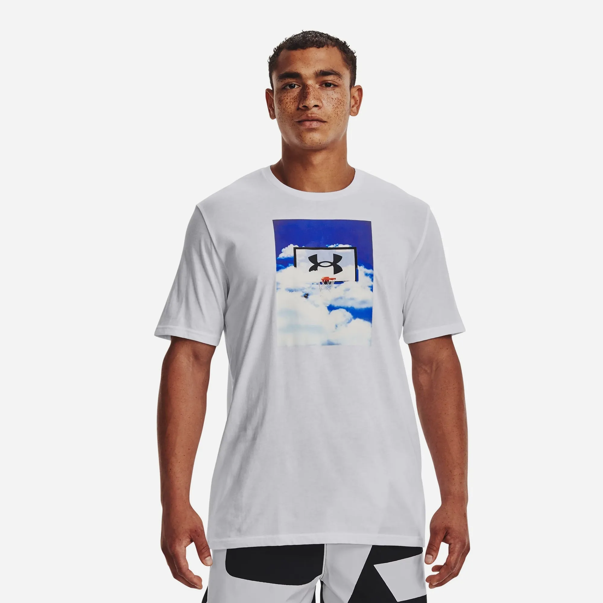 Áo Tay Ngắn Nam Under Armour Ua Basketball Hoop Cloud - Trắng