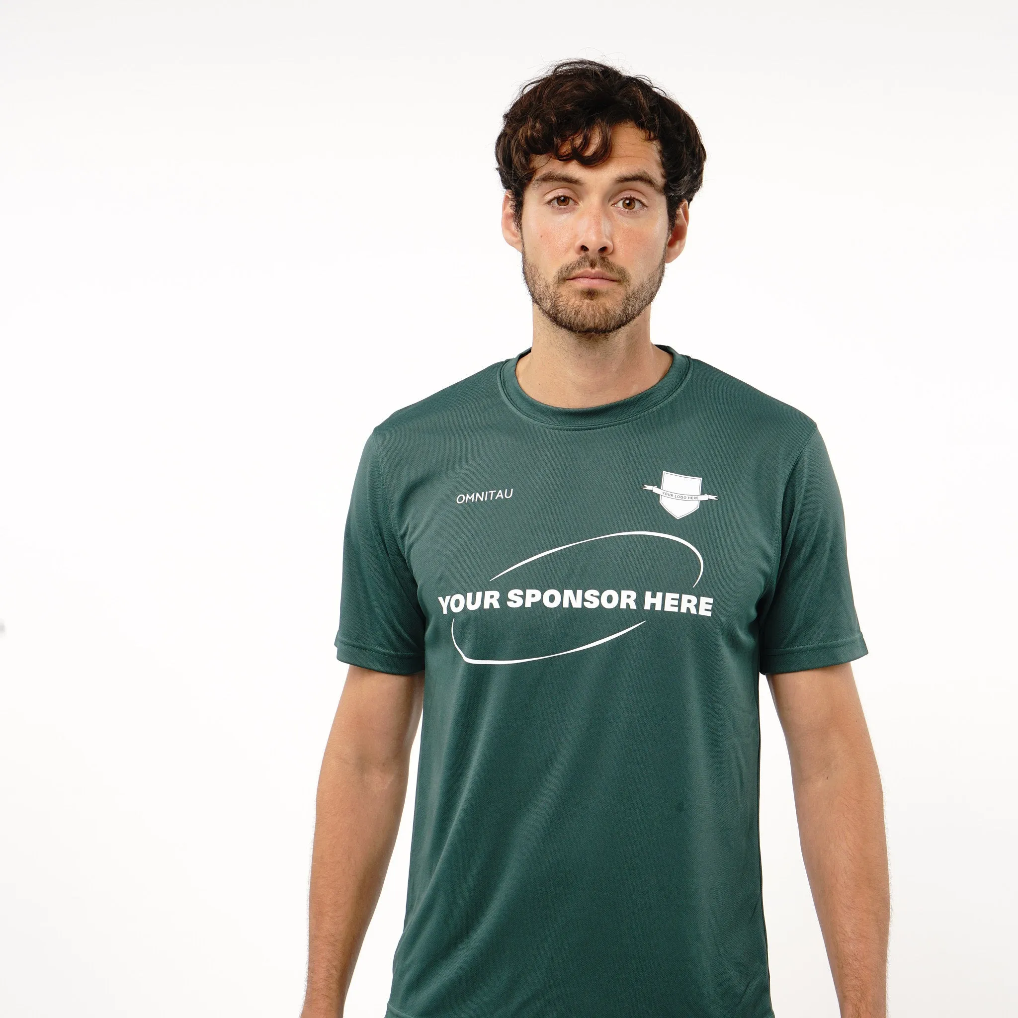 Omnitau Men's Core Football Crew Neck Shirt - Bottle Green