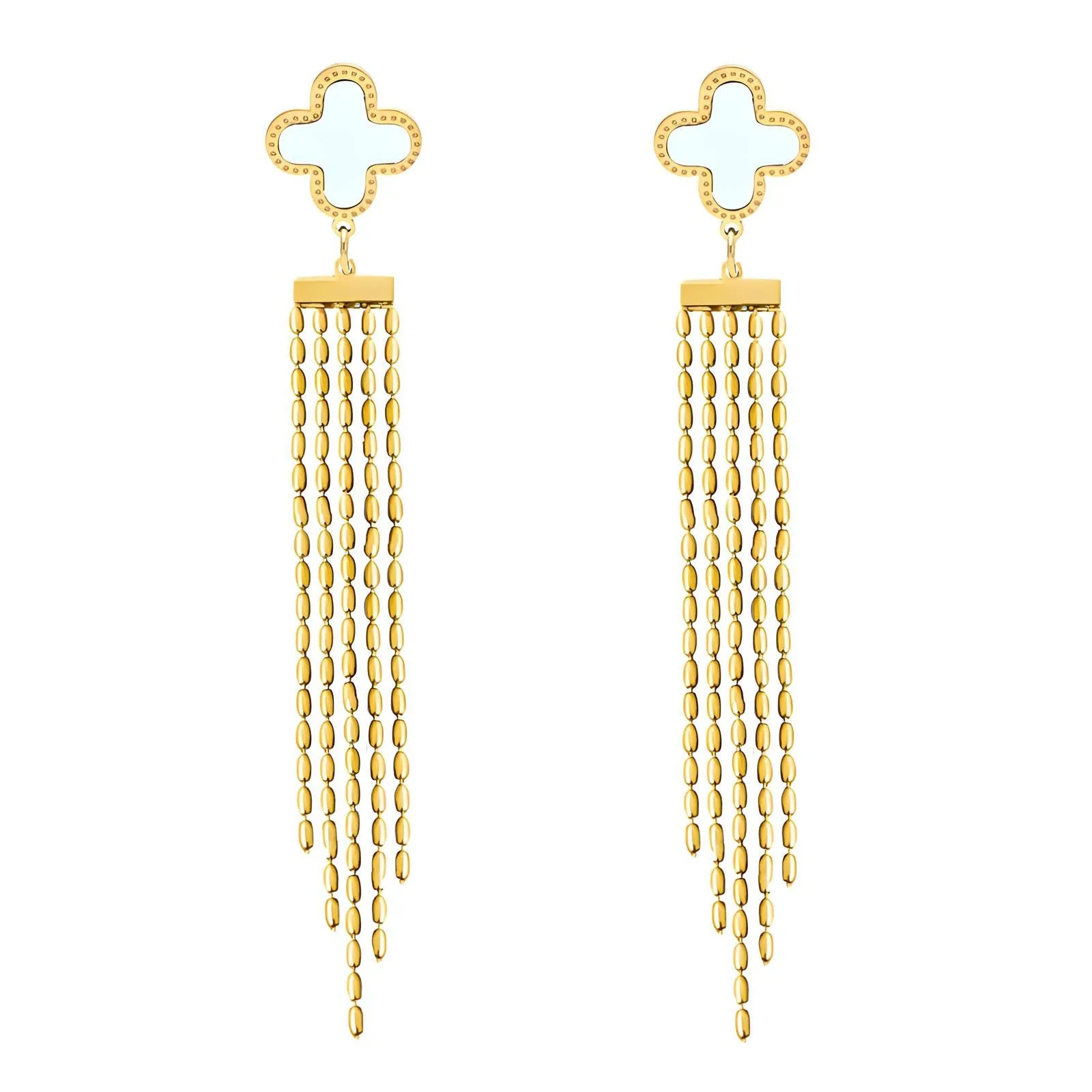 Reriti Intensity 18K gold plated Four-leaf clover chain Earrings