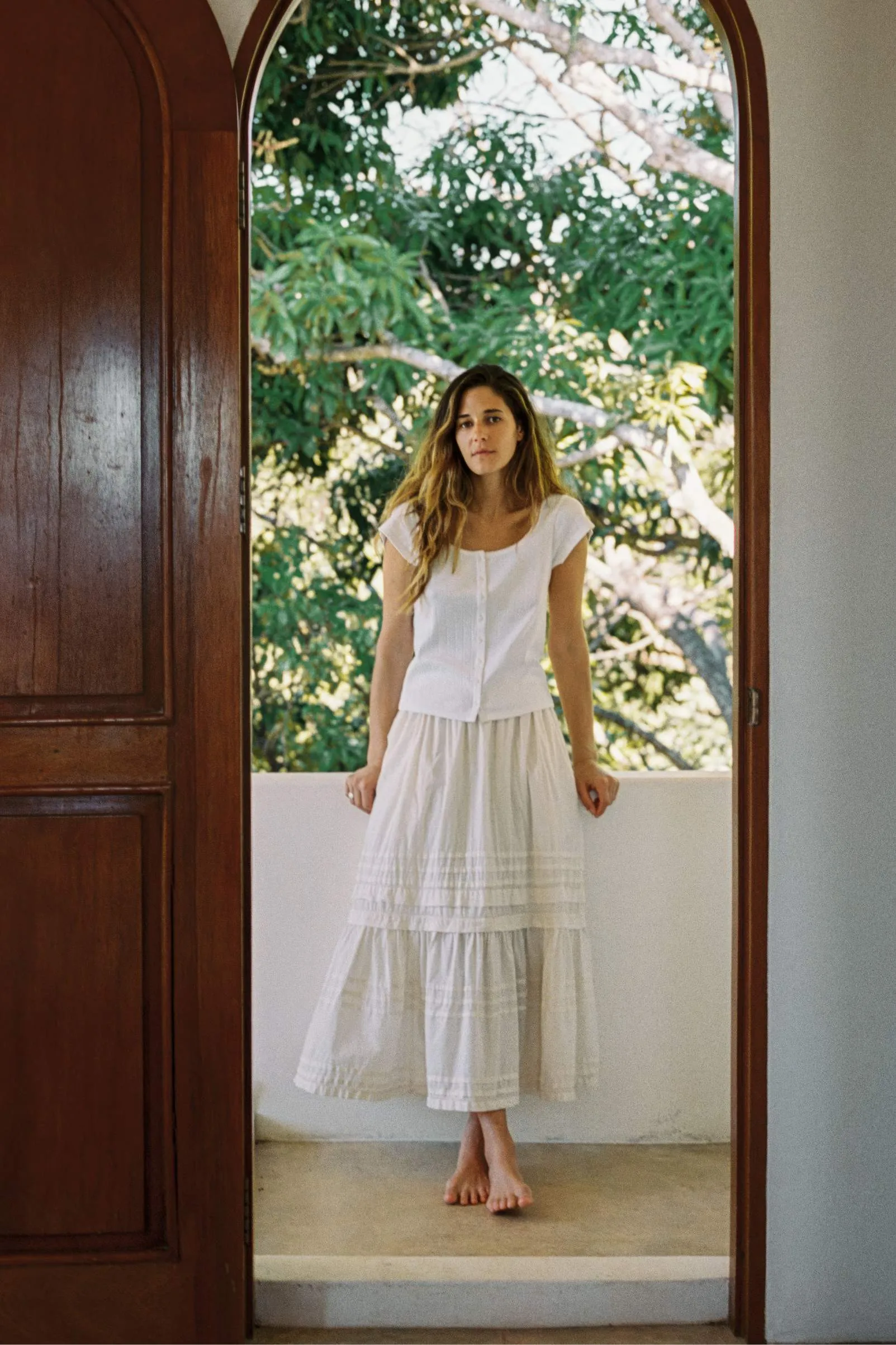 The Bridget Tee | Ivory Regenerative Pointelle