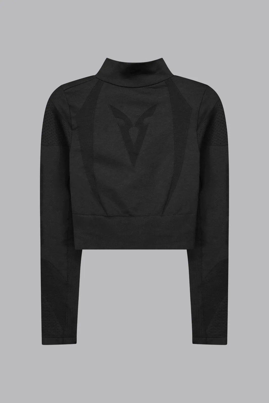 V_COMPRESS CROPPED SEAMLESS JACKET - Black