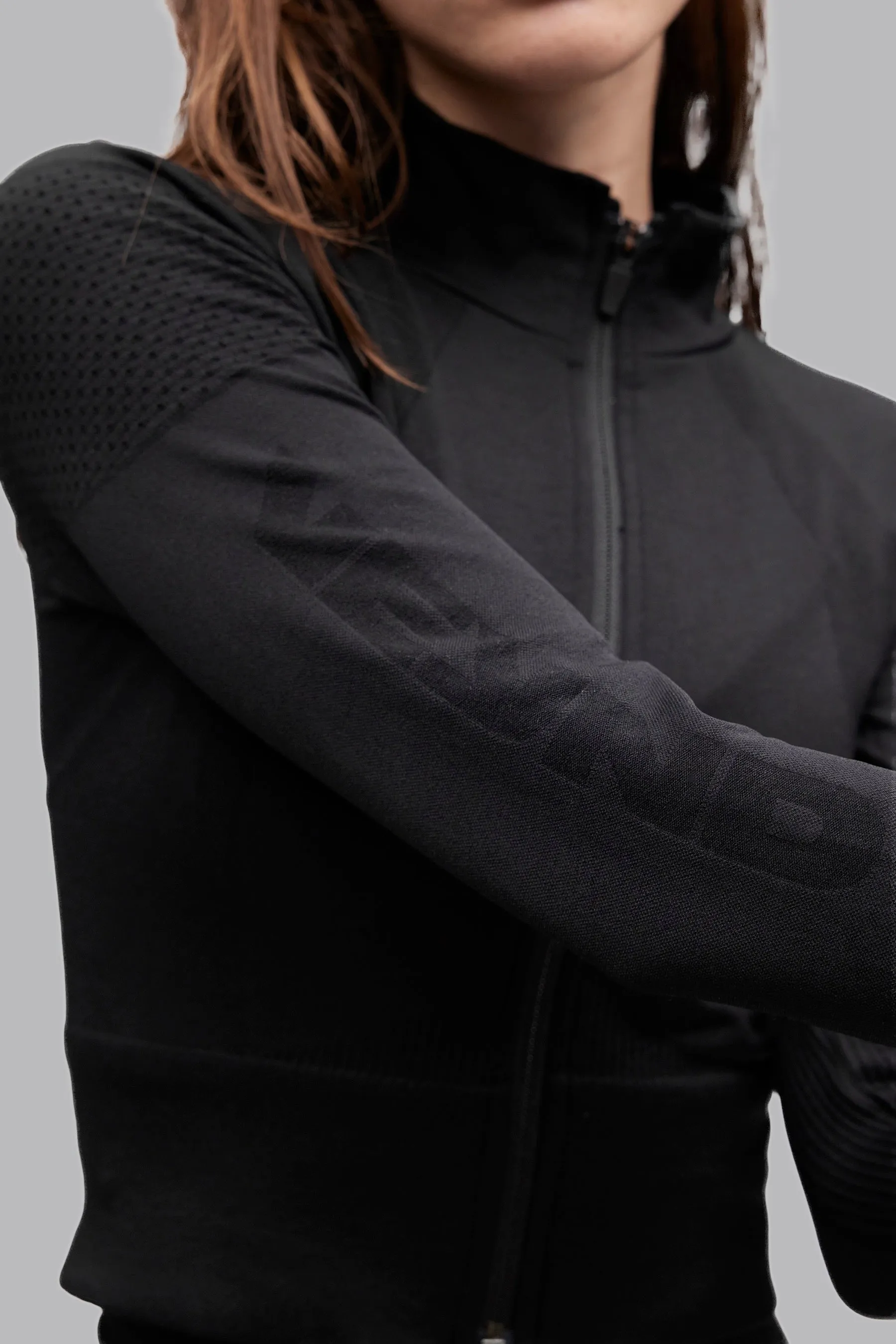 V_COMPRESS CROPPED SEAMLESS JACKET - Black