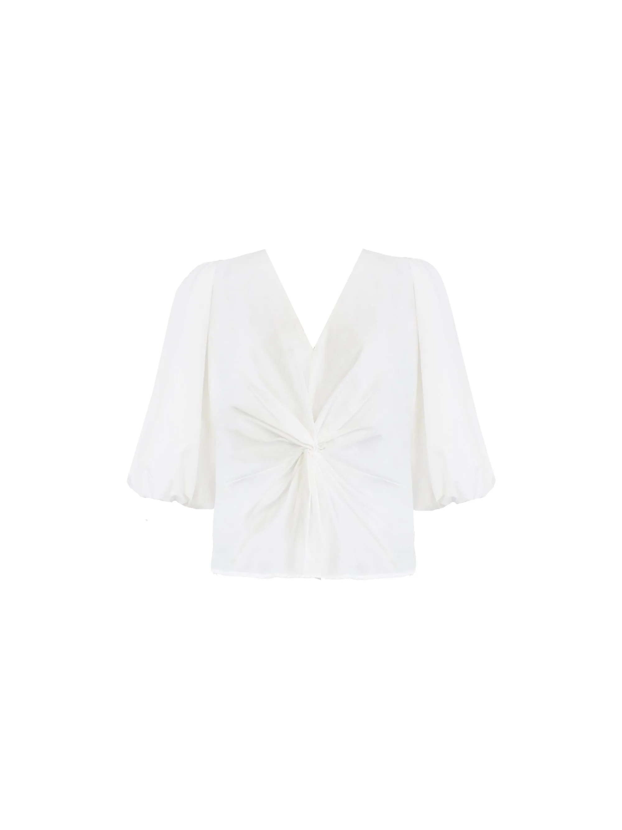 White Cotton Twist Front Blouse