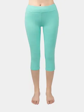 Yoga Cropped Cotton Sports Leggings Green