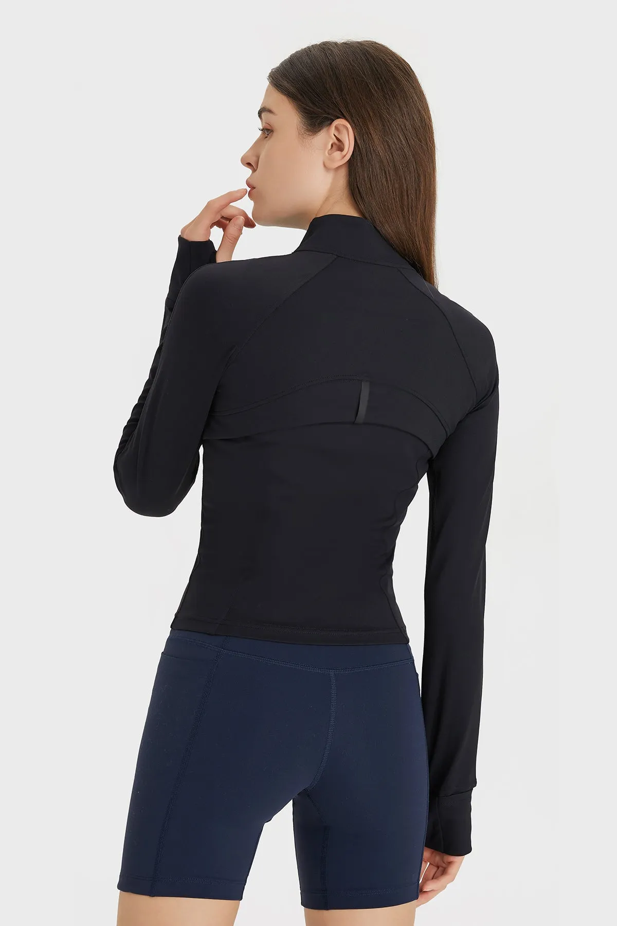 Zippered Pocket Slim Fit Short Motorcycle Jacket